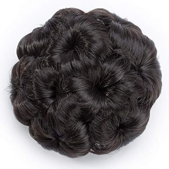 SEGO Hairpiece Bun Updo Hair Extensions Hair Scrunchie Messy Hair Extensions Hair Bun Wavy Dark Brown - Image 2
